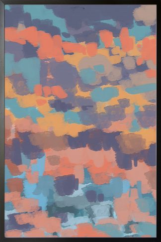 Orange and teal clouds abstract Poster
