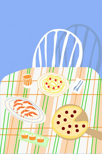 Table with foods Poster