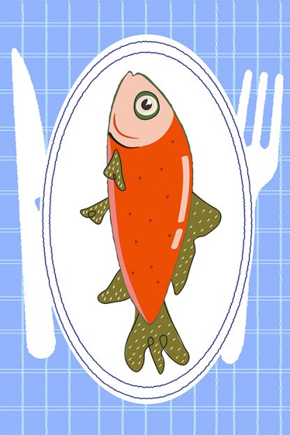 Fish in plate Poster