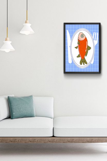 Fish in plate Poster