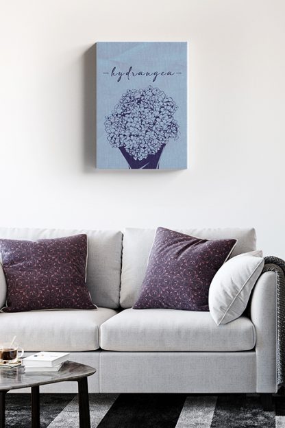Hydrangea on blue Canvas