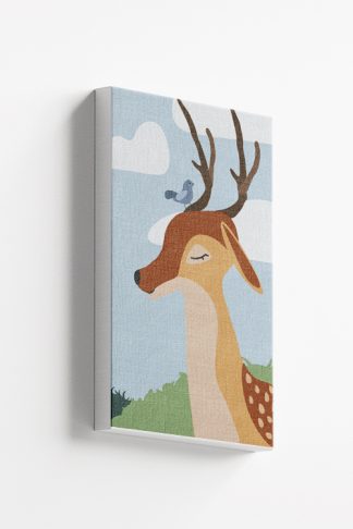 Cute deer with a bird Canvas