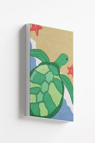 Cute Turtle on Seashore Canvas