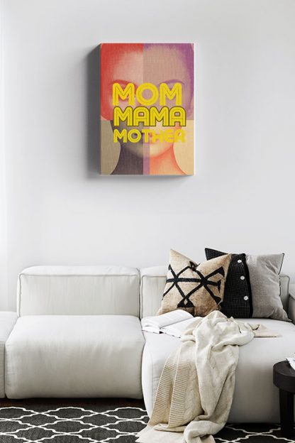 Mother in different color filter canvas in interior