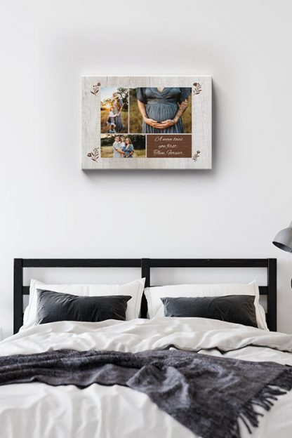 Mom's collage in classic wood canvas in interior