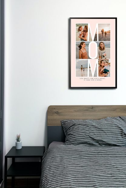 Mom's collage typography no. 1 poster in interior