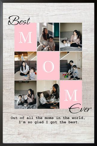 Mom's collage typography no. 2 poster in black frame