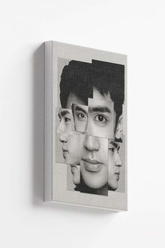 A canvas print of David Licauco in block images.
