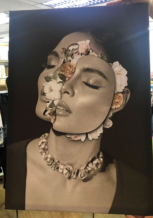 Lovi Poe on a black canvas print