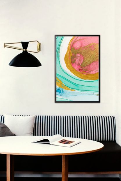 Abstract turquoise blue with gold dust no. 1 poster
