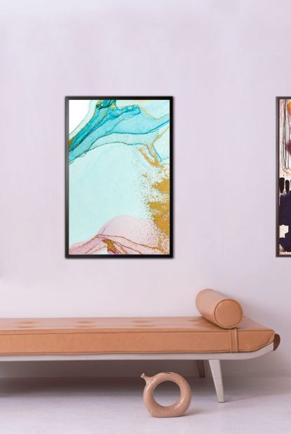 Abstract turquoise blue with gold dust no. 2 poster