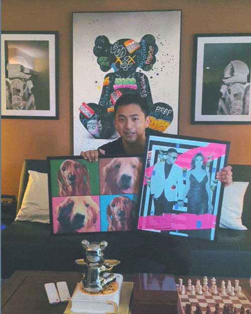 Artdesignph influencer Enzo Pineda with trendy art of Heart and Chiz Special poster print