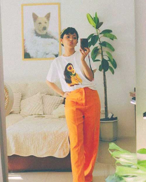 Actress Lottie Bie posing a personalized My Pet in Fur Coat poster