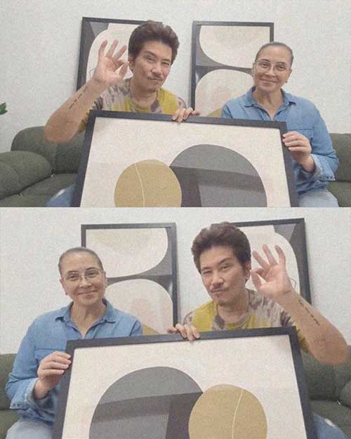 Artdesignph influencer Janno Gibbs and his wife Bing Loyzaga with trendy affordable Abstract Minimal Tone Shapes poster print
