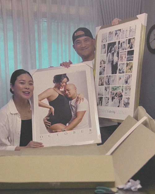 Artdesignph influencer Maxine Medina and her husband with trendy affordable Wedding portrait and Wedding blocks poster print
