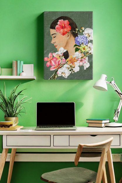Within Watercolor Canvas on a green wall