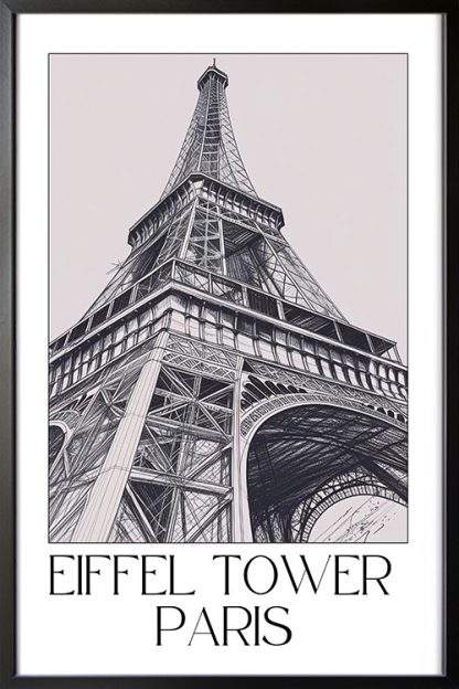 Eiffel Tower Paris Sketch Poster in a black frame