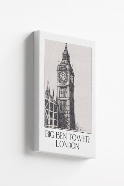 Big Ben Tower London Sketch Canvas