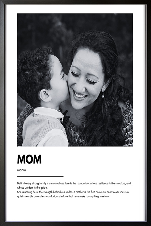 Mom Definition Poster in black frame