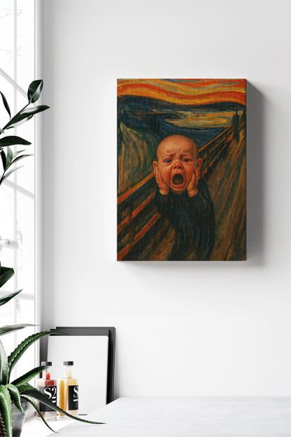 Baby Scream Canvas in white room with plants on the side