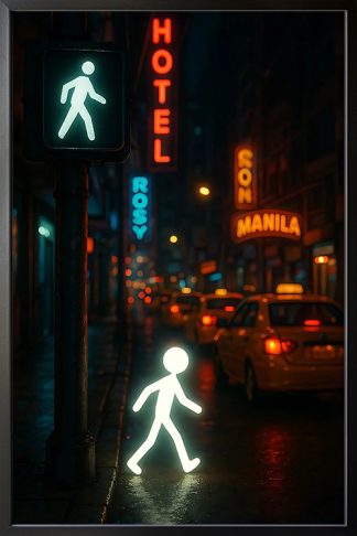 Night Lights Poster in black frame