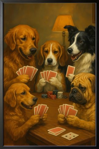 Barking Poker Poster in black frame