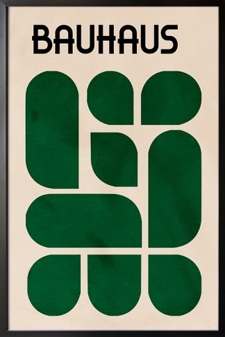 Bauhaus Inspired Green Poster Print in a black frame