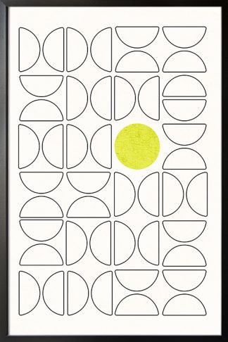 Bauhaus Dot Yellow Poster Print in a black frame