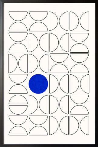 Bauhaus Dot Blue Poster print in Black Frame