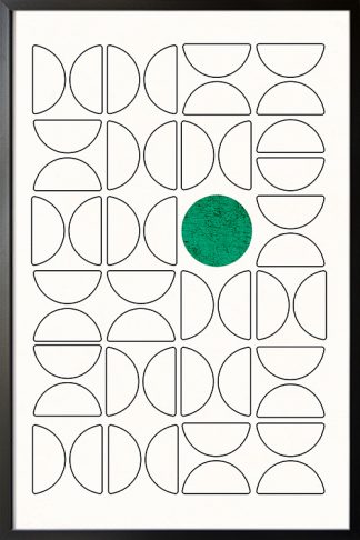 Bauhaus Dot Green Poster Print with Black Frame
